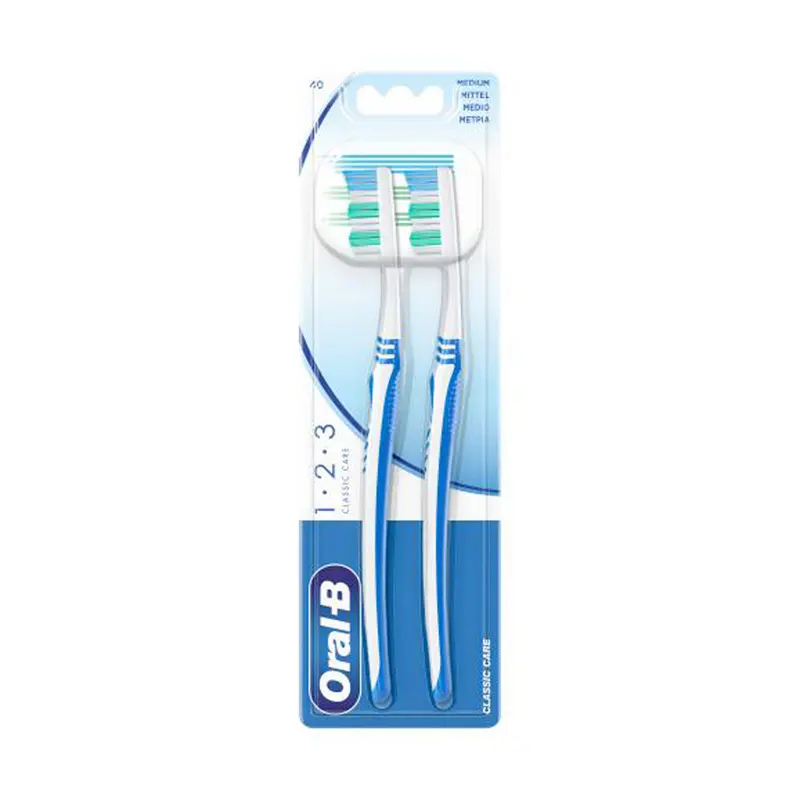 Oral-B 1-2-3 Classic Care Medium, Χειροκίνητη Οδοντόβουρτσα Μέτρια, 2 τεμάχια