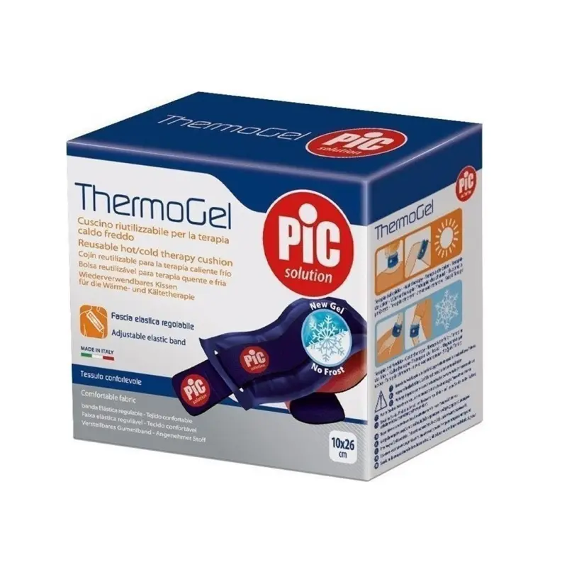 Pic Solution Thermogel Extra Comfort 10x26cm Μαξιλαράκι Παγοκύστη & Θερμοφόρα Πολλαπλών Χρήσεωn με εκτατή ελαστική λωρίδα, για θεραπεία θερμότητας και ψύχους, 1 Τεμάχιο
