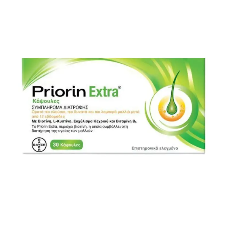 Priorin Extra Κάψουλες, Συμπλήρωμα Διατροφής για ορατά πιο πλούσια, πιο δυνατά και πιο λαμπερά μαλλιά, 30 κάψουλες
