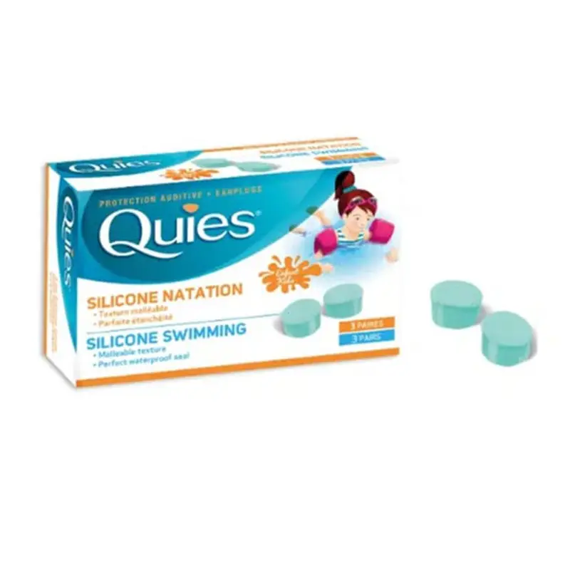 Quies Silicone Swimming Kids Earplugs, Ωτοασπίδες Σιλικόνης για κολύμπι, για παιδιά, 3 ζευγάρια