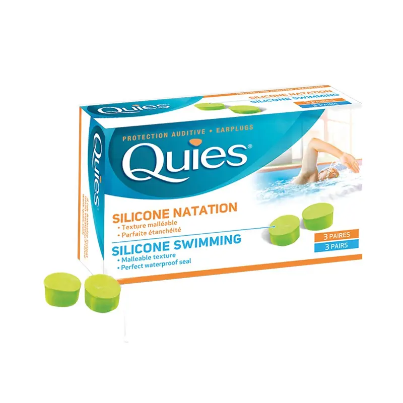 Quies Silicone Swimming Earplugs, Ωτοασπίδες Σιλικόνης για κολύμπι, 3 ζευγάρια