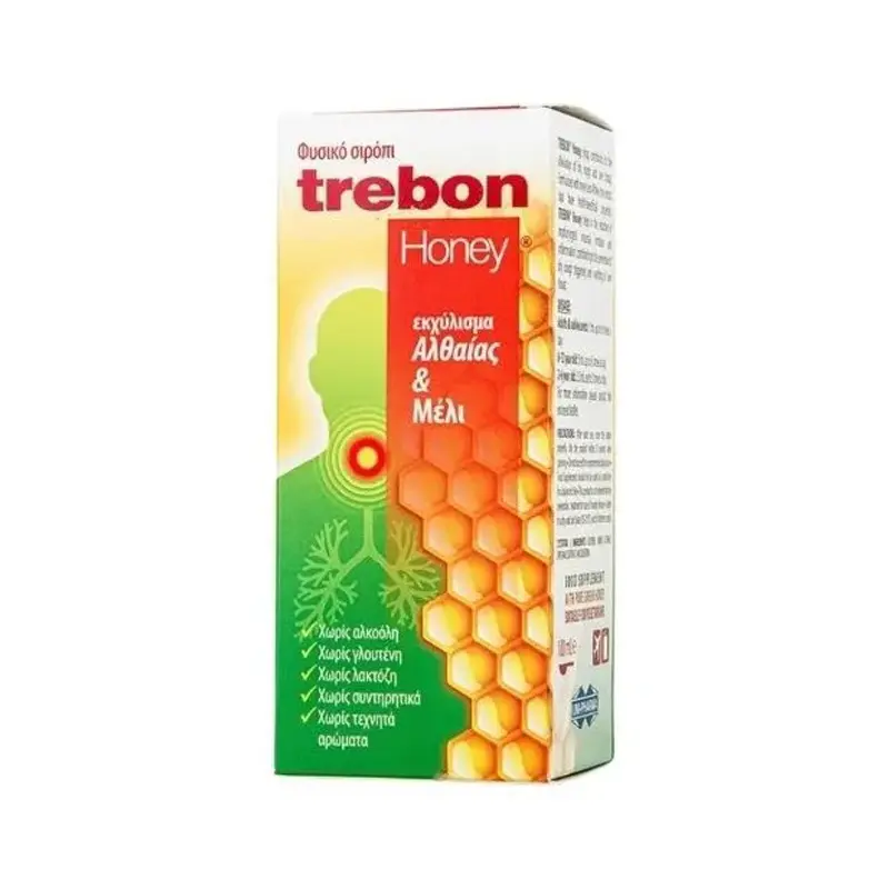 Uni-Pharma Trebon Honey, Φυσικό Σιρόπι με εκχύλισμα Αλθαίας και Μέλι, 100ml
