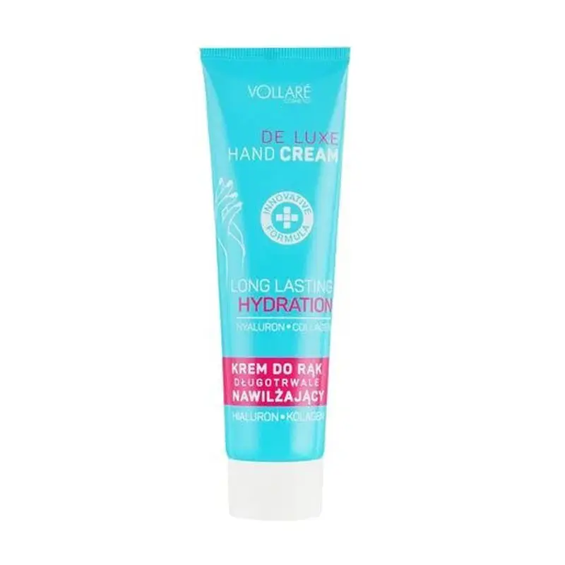 Vollare De Luxe Hand Cream Long Lasting Hydration, Κρέμα Χεριών και Νυχιών για Ενυδάτωση και Λείανση με Υαλουρονικό, Πρωτεΐνες και Κολλαγόνο, 100ml