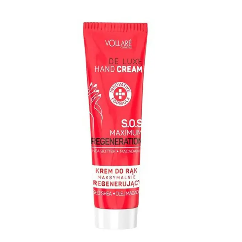 Vollare De Luxe Hand Cream SOS Maximum Regeneration, Κρέμα Χεριών και Νυχιών Αναζωογονητική και Καταπραϋντική με Macadamia Oil και Shea Butter, 100ml