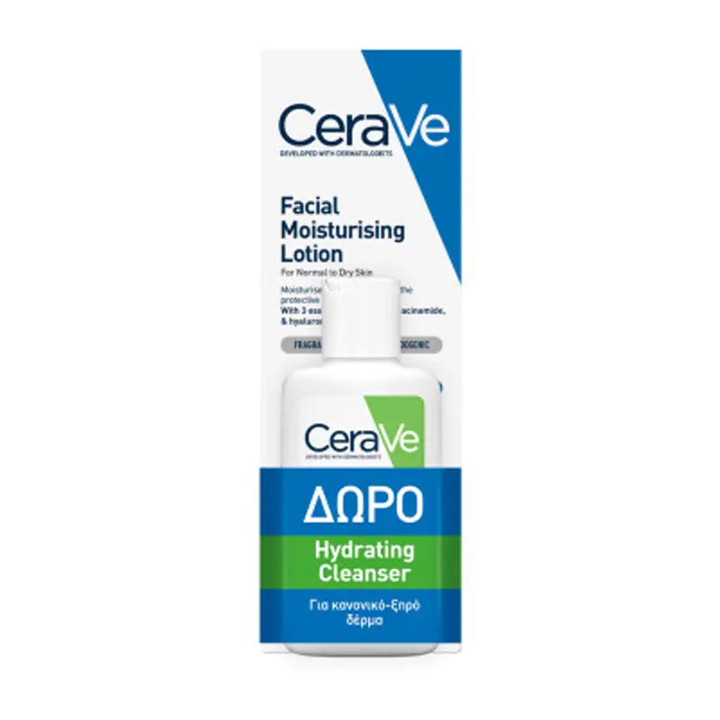 Cerave PM Facial Moisturising Lotion Ενυδατική Κρέμα Προσώπου για κανονικό έως ξηρό δέρμα,52ml & ΔΩΡΟ Καθαριστικό Hydrating Cleanser 20ml