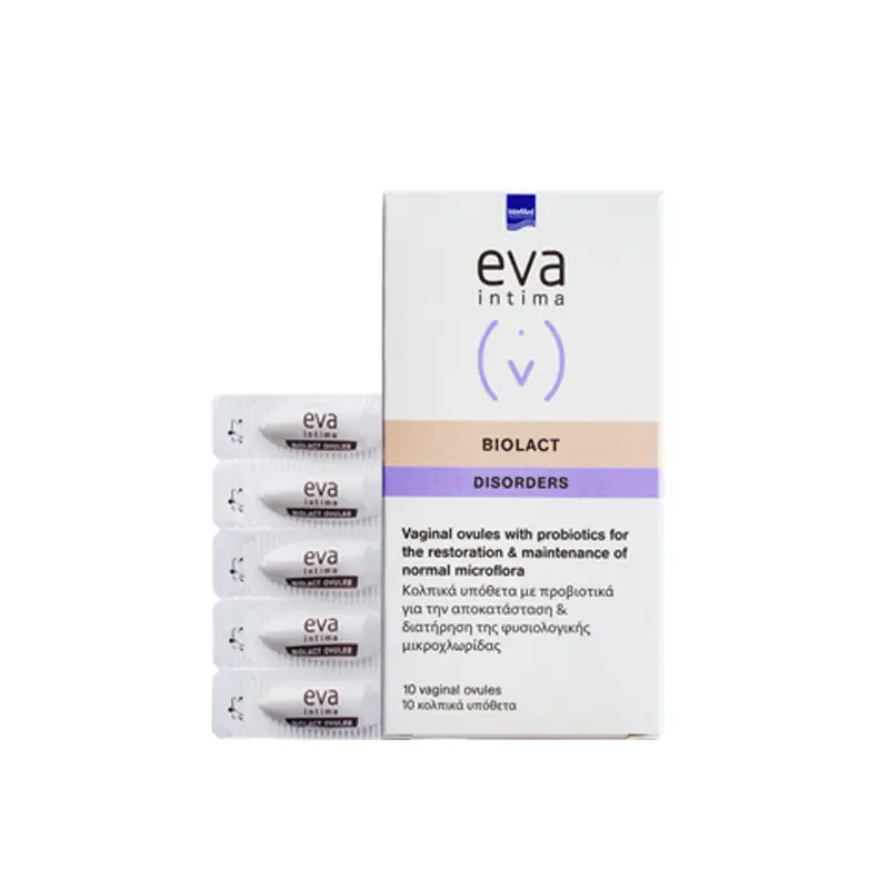 Eva Intima Biolact Ovules, Προβιοτικά για την αποκατάσταση και διατήρηση φυσιολογικής κολπικής χλωρίδας, 10 κολπικά υπόθετα