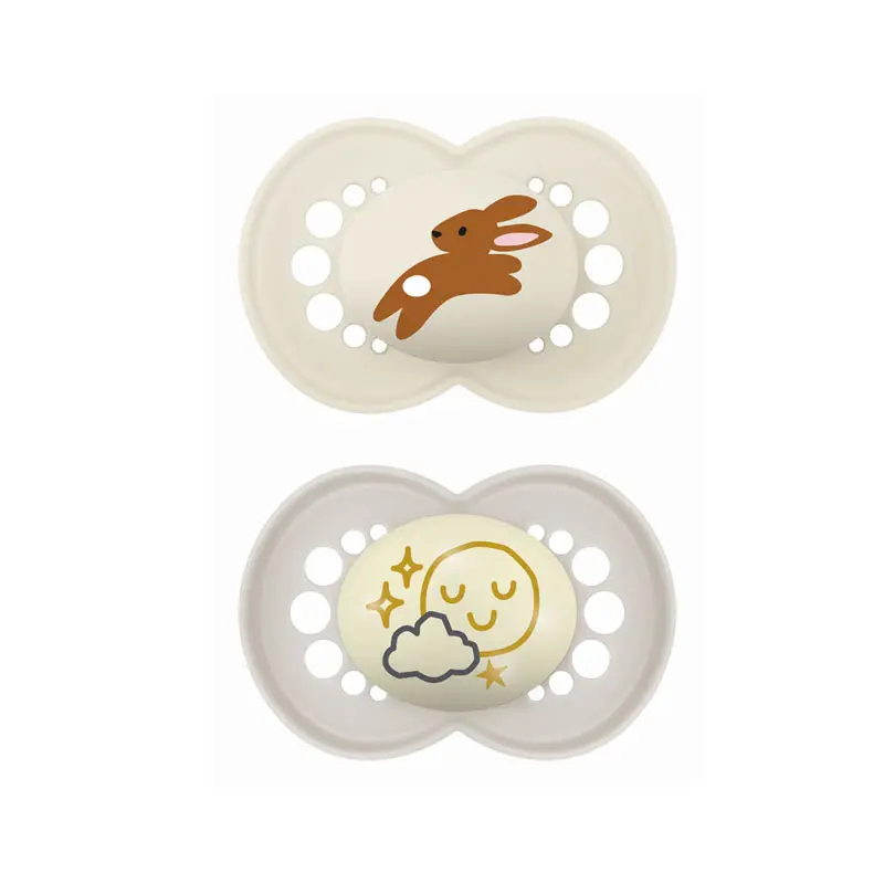 MAM Πιπίλα Day & Night Σιλικόνης, 16+ μηνών, Beige, 2 τεμάχια