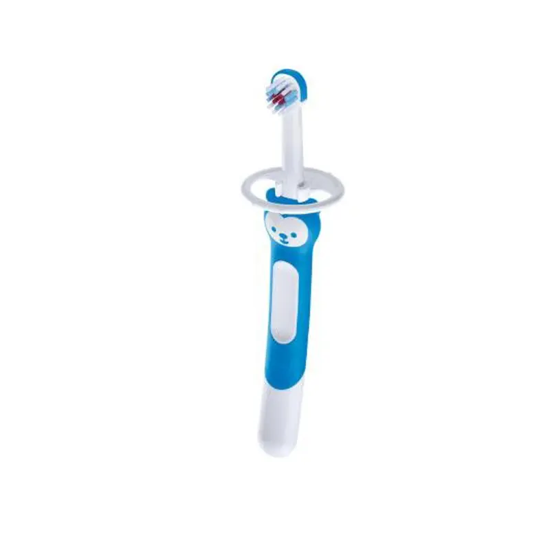 MAM Training Brush, Εκπαιδευτική οδοντόβουρτσα με ασπίδα προστασίας και λαβή αρκουδάκι για 5+ μηνών