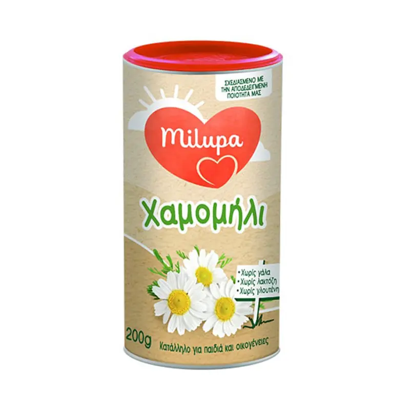 Milupa Χαμομήλι, Ρόφημα με χαμομήλι κατάλληλο για παιδιά και οικογένειες, 200gr