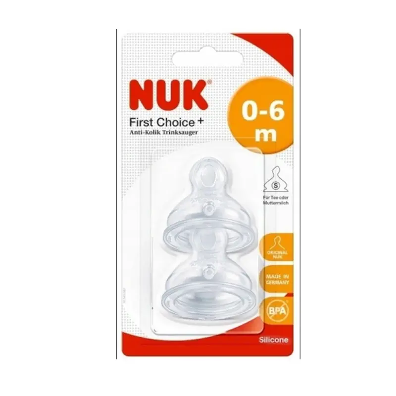 Nuk Θηλή Σιλικόνης First Choice+, Medium για βρεφικό γάλα, No Colic, 0-6m, 2 τεμάχια
