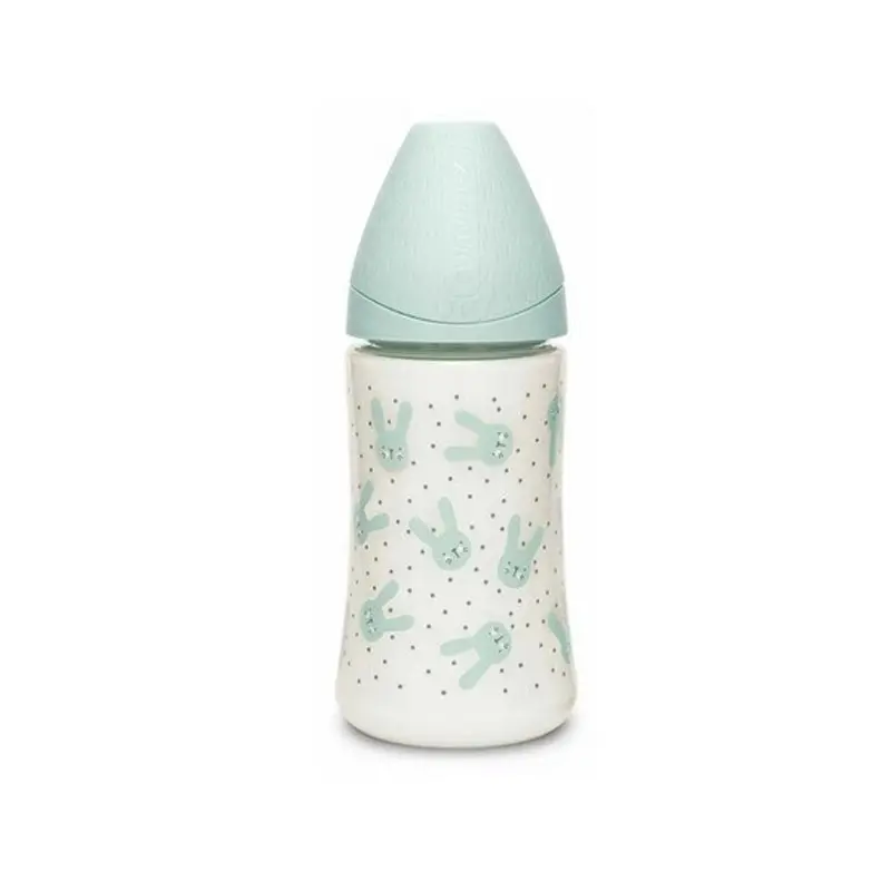 Suavinex Rabbit Μπιμπερό Πλαστικό, θηλή Σιλικόνης 3P, 270ml, Green