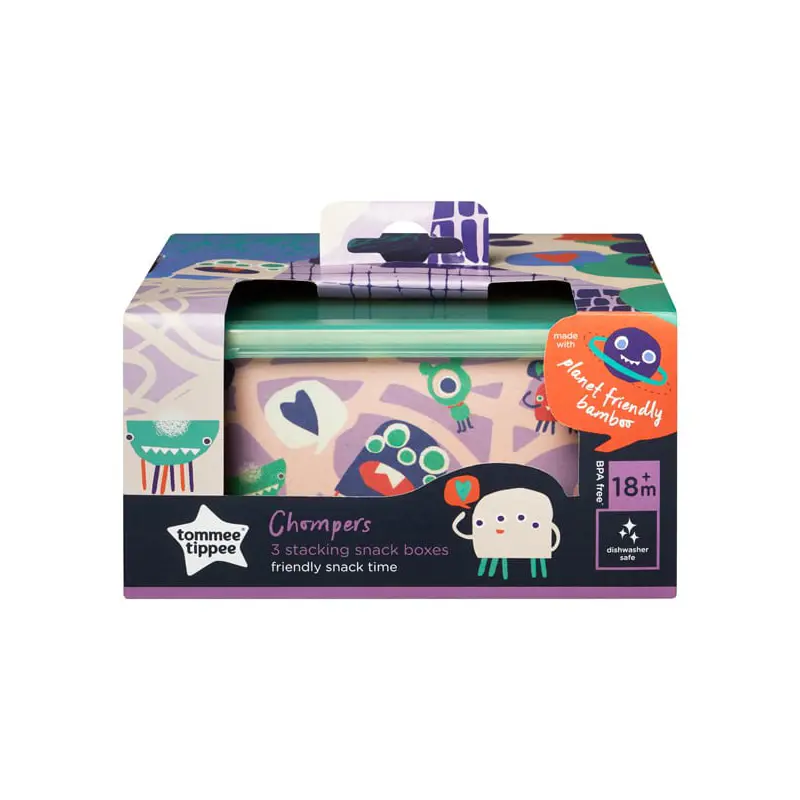 Tommee Tippee Stacking Snack Boxes, Σετ Φαγητοδοχείων απο Μπαμπού, 3 τεμάχια