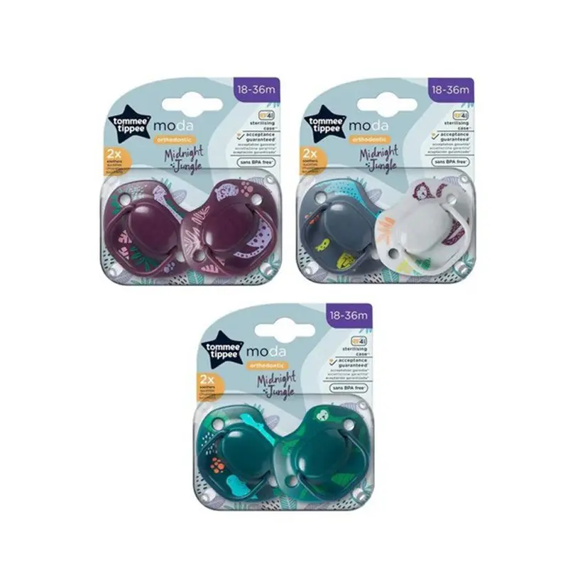 Tommee Tippee Πιπίλα σιλικόνης Moda Midnight Jungle 18-36 μηνών, 2 τεμάχια