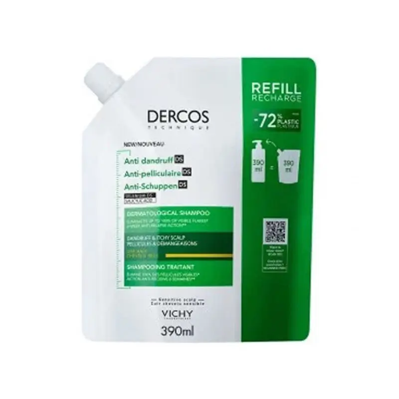 Vichy Dercos Anti-Dandruff DS Refill, Σαμπουάν κατά της Ξηροδερμίας, της Πιτυρίδας και του Κνησμού για Ξηρά Μαλλιά, 390ml