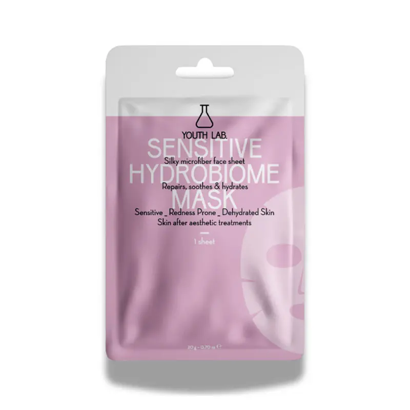 Youth Lab Sensitive Hydrobiome Sheet Mask, Υφασμάτινη καταπραϋντική μάσκα προσώπου για το ευαίσθητο ή ευαισθητοποιημένο δέρμα, 1 τεμάχιο