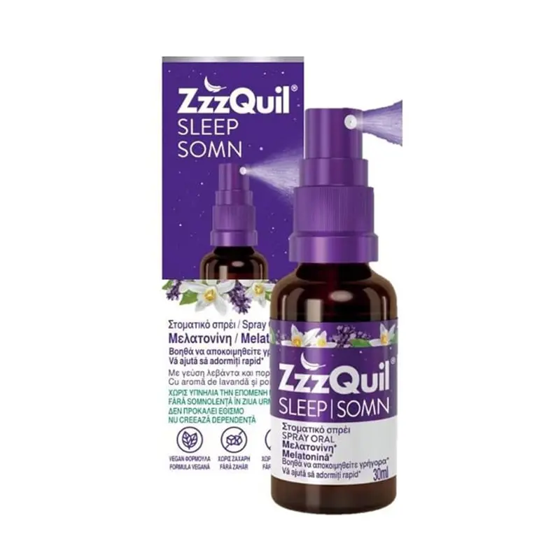 ZzzQuil Sleep Somn Melatonin Oral Spray, Στοματικό Σπρέι για τον Ύπνο με Μελατονίνη, με Γεύση Λεβάντα & Πορτοκάλι,30ml