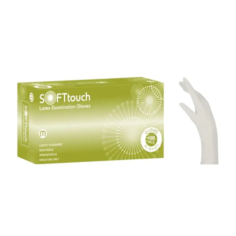 Soft Touch Εξεταστικά Γάντια Λάτεξ Λευκά Με Πούδρα Small, 100 Τεμάχια