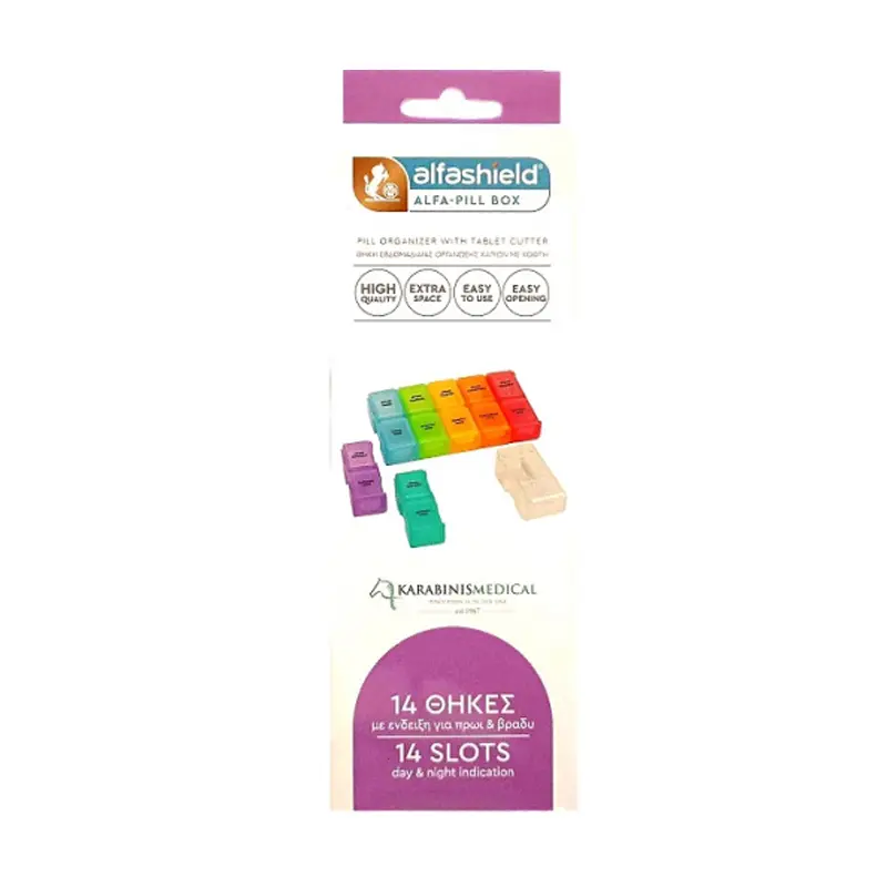 Alfashield Alfa-Pill Box 7-Day, Θήκη Χαπιών Εβδομάδας , 2 θέσεων & Χαποκόφτης