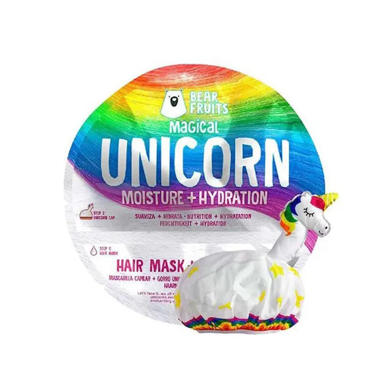 Bear Fruits Magical Unicorn Moisture & Hydration Hair Mask & Cap, Μάσκα Μαλλιών για Φυσική Υγρασία & Ενυδάτωση & Σκουφάκι Μονόκερος, 20ml