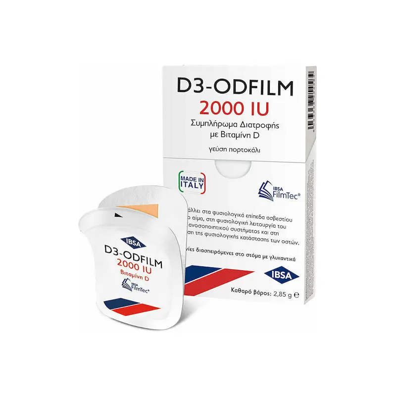Farmasyn D3-Odfilm Vitamin D3 2000IU, Βιταμίνη D3 Με Γεύση Πορτοκάλι, 30 Ταινίες