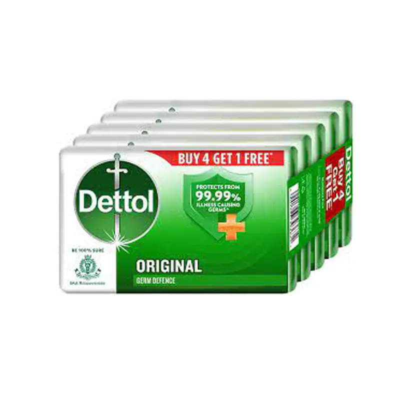 Dettol Soap Original, Μπάρα Σαπουνιού, 4+1 ΔΩΡΟ, 5x125gr