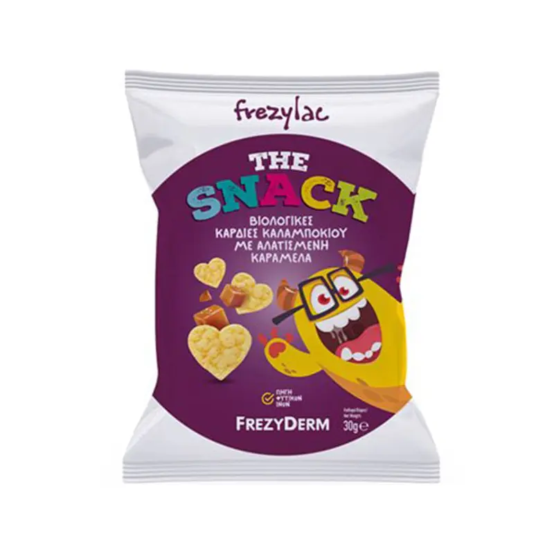 Frezylac The Snack Salted Caramel, Βιολογικές Καρδιές Καλαμποκιού με Αλατισμένη Kαραμέλα, 30gr