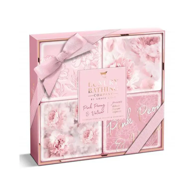 The Luxury Bathing Pink Peony & Vetiver Soaps, Σαπούνια Μπάρα, 4 x 100gr