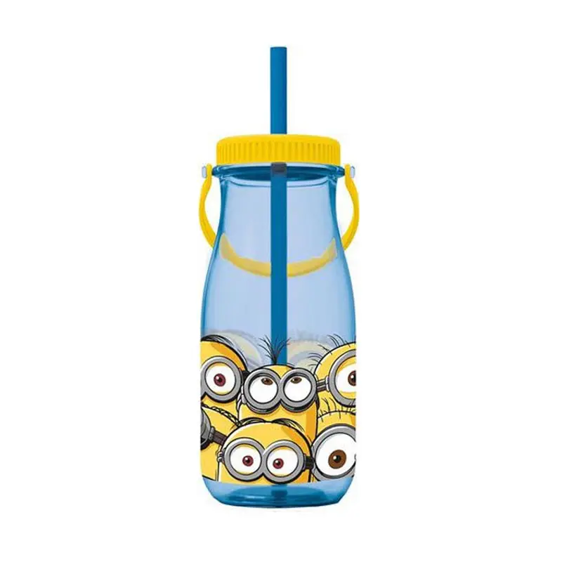 Stor Minions Tritan Πλαστικό Παγούρι με Λαβή και Καλαμάκι, 370ml