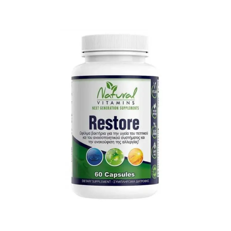 Natural Vitamins Restore, Πολλαπλό Σύμπλεγμα Προβιοτικών, 60 κάψουλες μέγιστης απορρόφησης