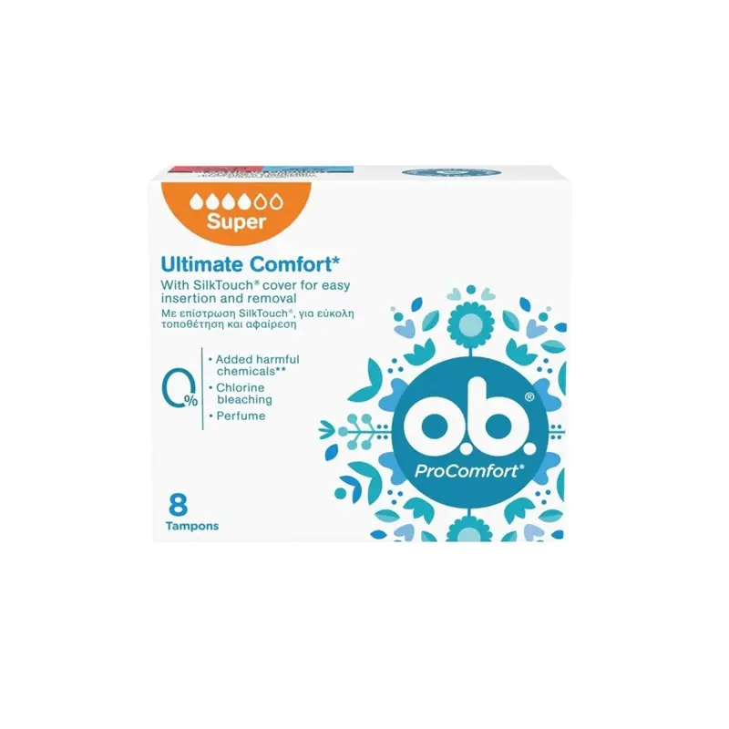 O.B Tambons ProComfort Super, Ταμπόν Κατάλληλό για μέρες με μέτρια ως μεγάλη ροή, 8 τεμάχια