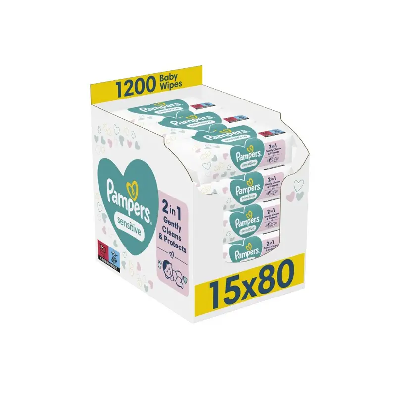 Pampers Wipes Sensitive 15×80 τεμάχια