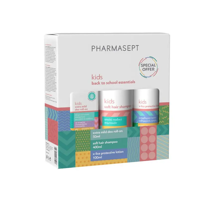 Pharmaspet Kids Promo Soft Hair Shampoo 400ml & Extra Mild Deo Roll-On 50ml & X-Lice Protective Lotion 100ml