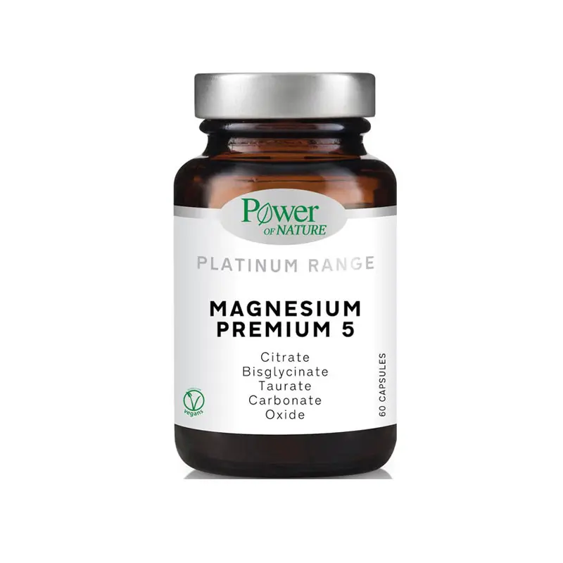 Power Health Platinum Magnesium Premium 5, Συμπλήρωμα Διατροφής για το Μυϊκό & Νευρικό Σύστημα, 60caps
