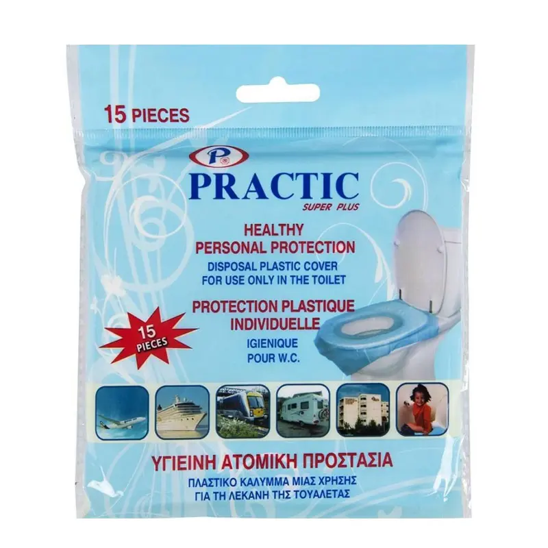 Practic Toilet Protection Cover, Πλαστικό Κάλυμμα Μίας Χρήσης Λεκάνης Τουαλέτας για Ασφάλεια & Υγιεινή, 15 Τεμάχια