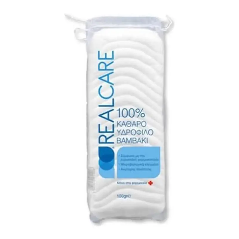 Real Care 100% Pure Hydrophile Cotton, 100% Καθαρό Υδρόφιλο Βαμβάκι, 100gr