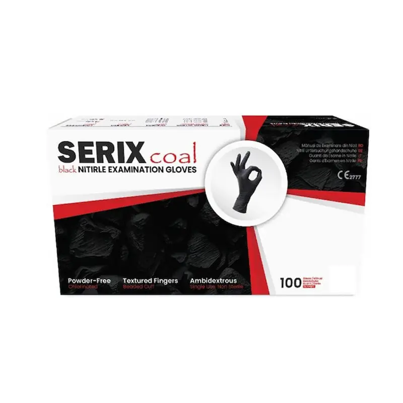 Serix Γάντια Νιτριλίου σε Μαύρο Χρώμα, Small, 100τμχ