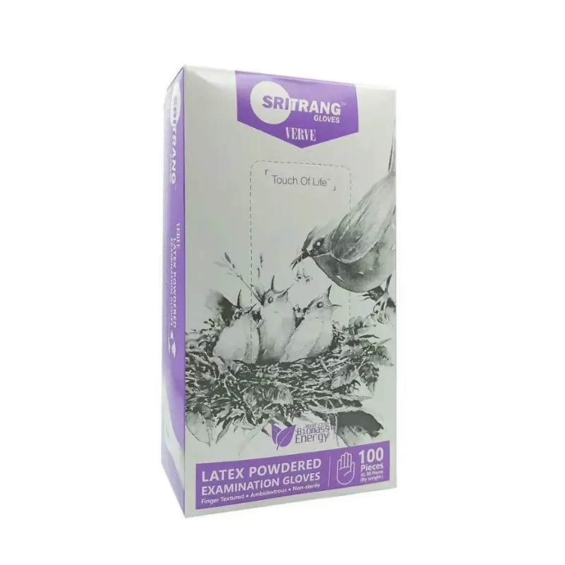 Sri Trang Verve Latex Γάντια Μιας Χρήσης Με Πούδρα Σε Λευκό Χρώμα Small, 100 Τμχ