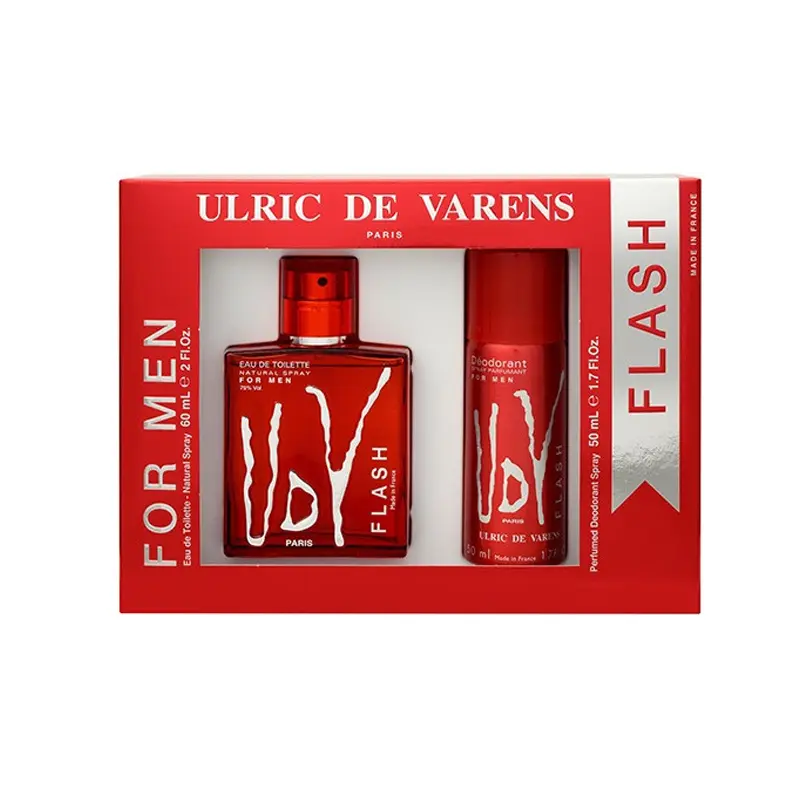 Ulric de Varens Flash Gift Set, Natural Spray 60ml & Perfumed Deodorant Spray, 50ml