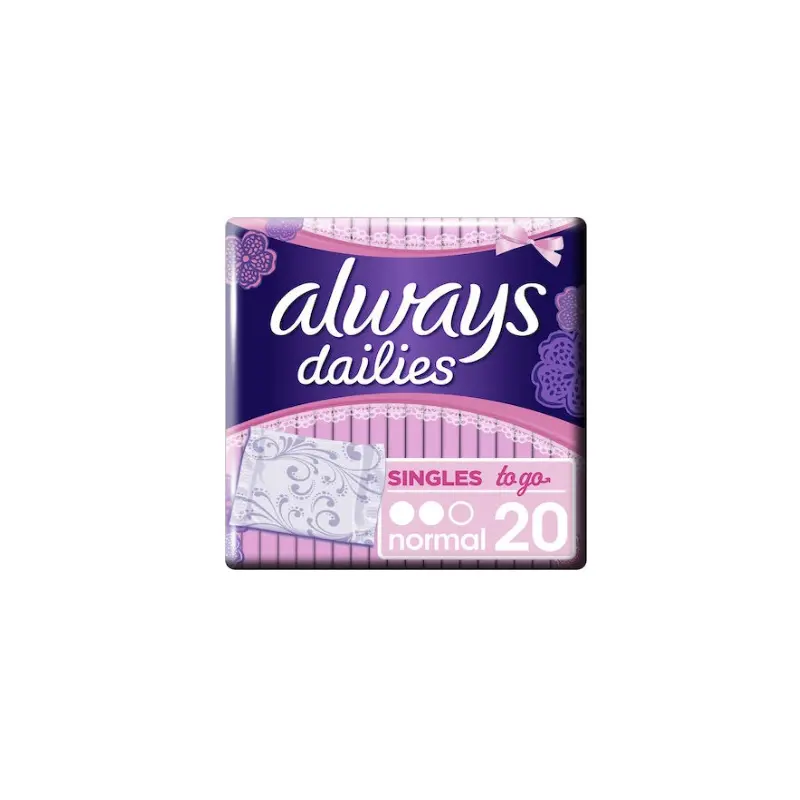 Always Dailies Singles To Go Normal, Σερβιετάκια για Καθημερινή Χρήση, 20 Τεμάχια
