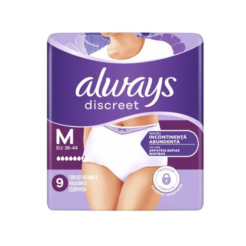 Always Discreet Pants Medium, Εσώρουχα Για Την Ακράτεια, 9τμχ