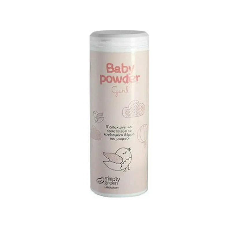 Simply Green Baby Powder Girl, Βρεφική Πούδρα για το ερεθισμένο δέρμα του μωρού, 110g