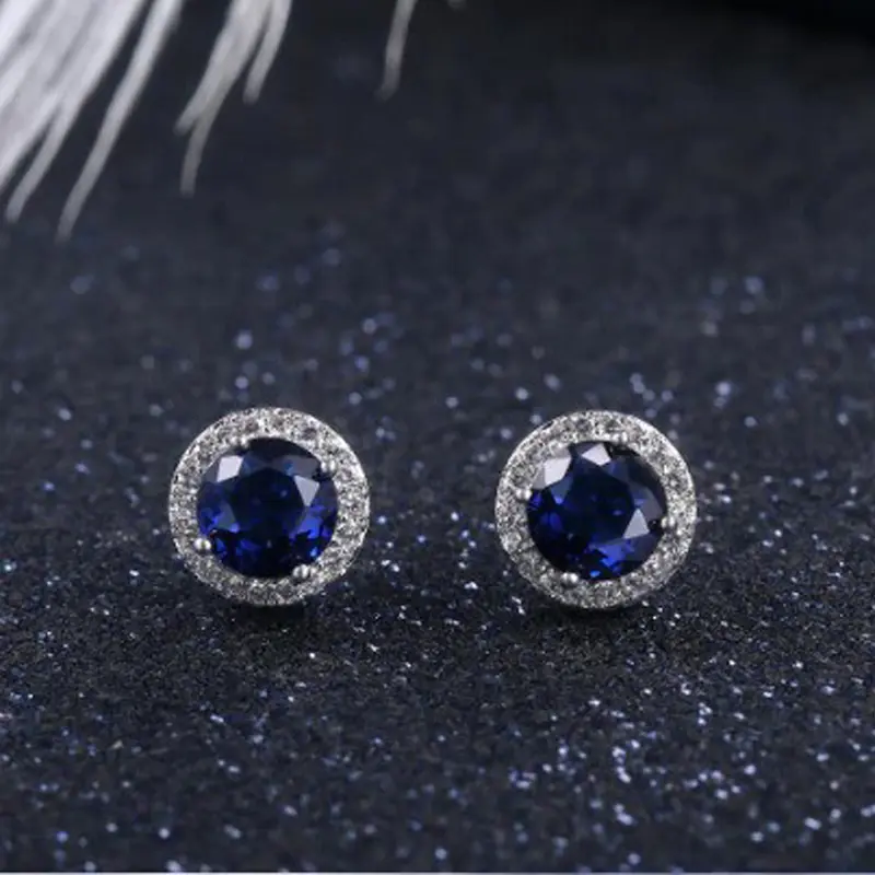 Dezlen Σκουλαρίκια καρφωτά με χρωματιστό zircon, EA072-3 Μπλε