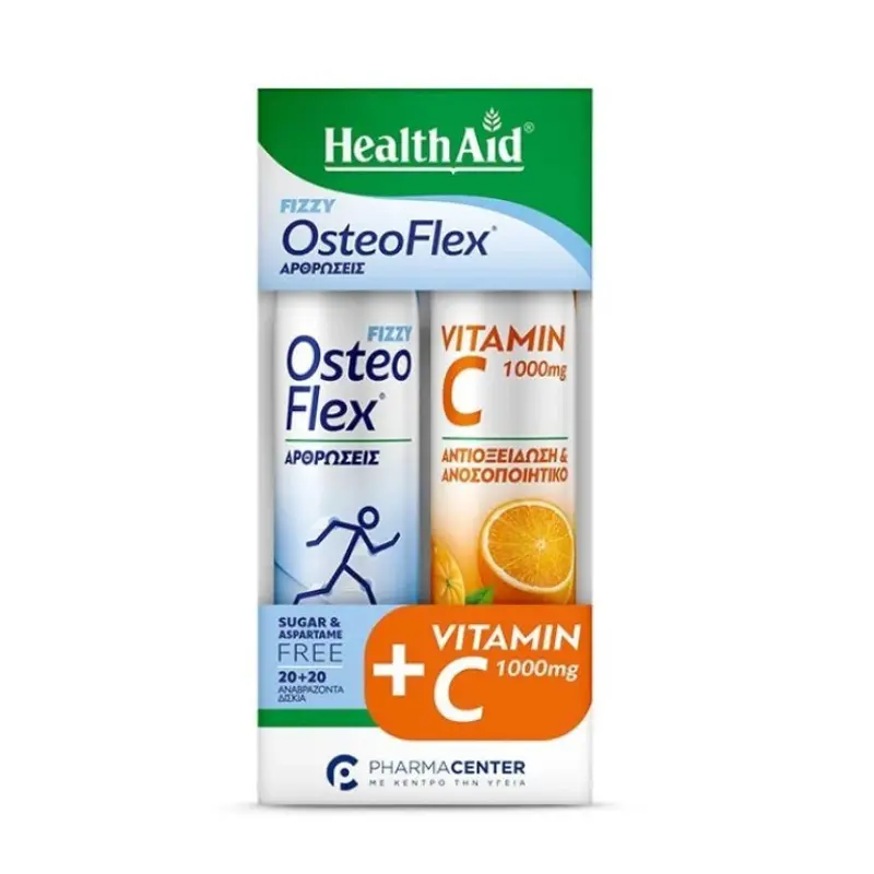 Health Aid Promo Pack Osteoflex Fizzy για τις Αρθρώσεις 20 eff & Vitamin C 1000mg Γεύση Πορτοκάλι 20eff