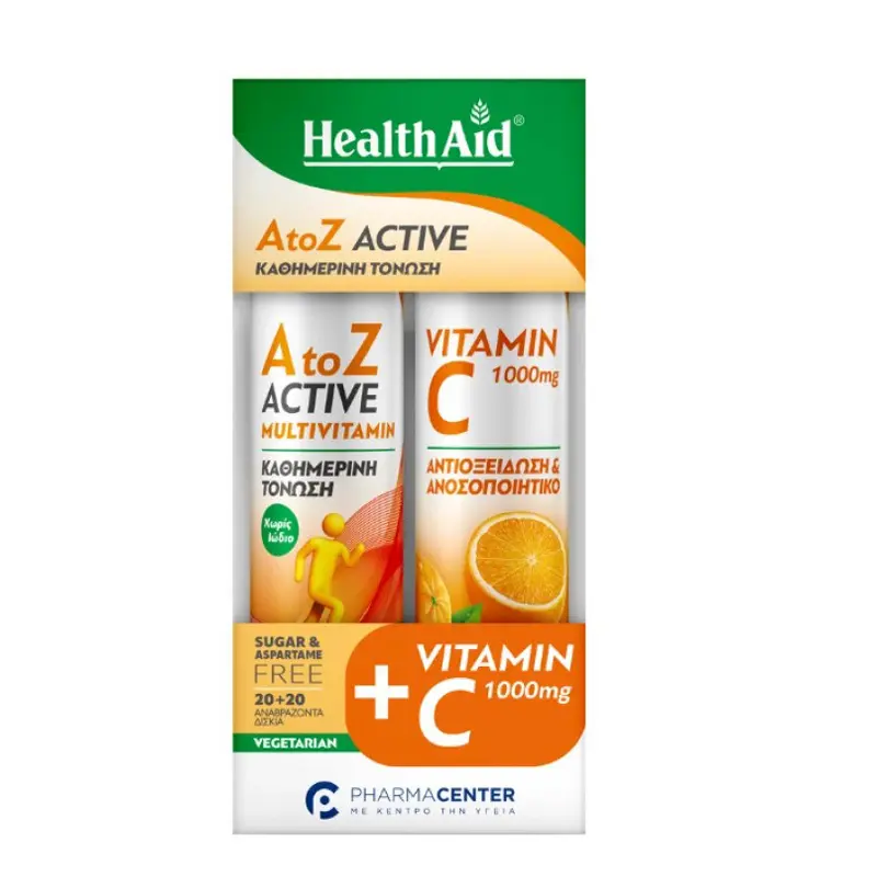 Health Aid Promo Pack A to Z Active Multivitamins 20eff & Vitamin C 1000mg με Γεύση Πορτοκάλι 20eff
