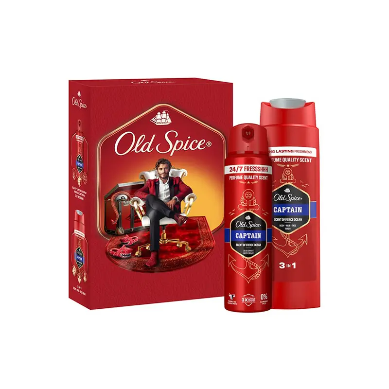 Old Spice Captain Promo Gentleman, Αποσμητικό Spray, 150ml, Αφρόλουτρο & Σαμπουάν, 250ml