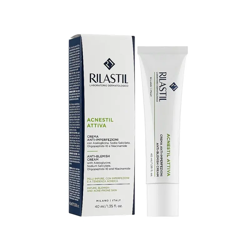 Rilastil Acnestil Attiva Anti-Blemish Cream, κρέμα προσώπου κατά των ατελειών για λιπαρές-μικτές επιδερμίδες με ακμή, 40ml