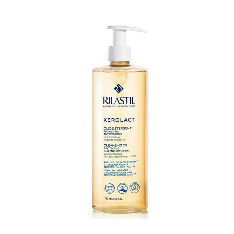 Rilastil Xerolact Cleansing Oil, Ελαιώδες Καθαριστικό για Αναπλήρωση Λιπιδίων με Φυσιολογικό pH 5,5 για Επιδερμίδες με Τάση Ατοπίας, 350ml & ΔΩΡΟ 400ml