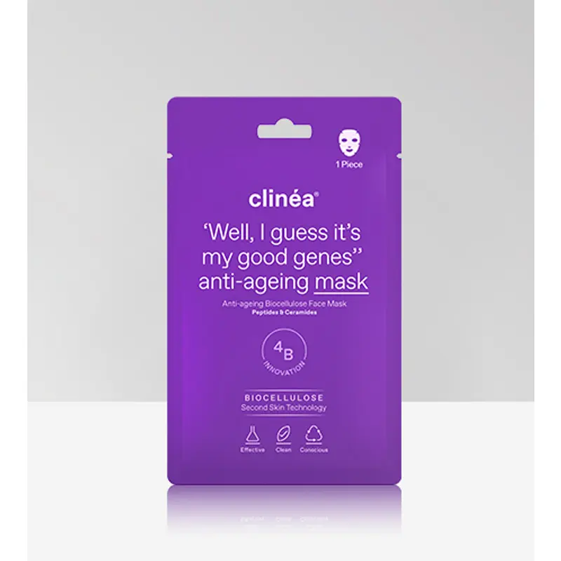 Clinea Anti-Ageing Biocellulose Face Mask, Μάσκα προσώπου αντιγήρανσης από βιοκυτταρίνη για σφριγηλή και πιο νεανική όψη επιδερμίδας, 1τεμάχιο