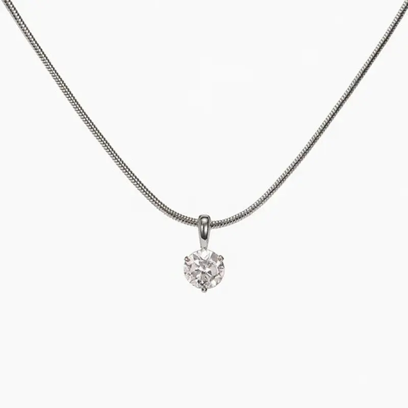 Dezlen Κολιέ ασημί ατσάλι με στρόγγυλο zircon, NE150