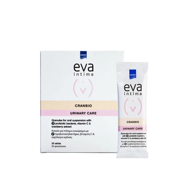 Eva Intima Cranbio, Συμπλήρωμα διατροφής για τη διατήρηση της καλή υγείας του ουροποιητικού συστήματος και του κόλπου, 20 φακελάκια